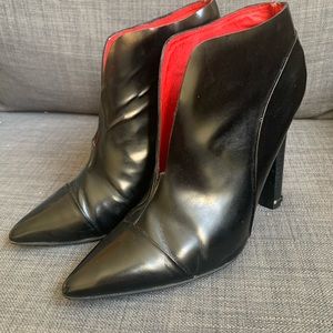 Black Leather split front booties Jeffrey Campbell